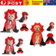Halloween Pet Cat Dog Vampire Cape Cloak Hat Cosplay Fancy Dress Costume Party