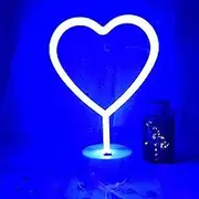 VIFULIN Heart Lights Led Light Sign Heart Shaped Neon Sign Heart, Heart Neon Sign with Base, USB/Battery Powered Heart Sign Heart Shaped Light, Heart Led Sign Led Heart Sign Heart Led Lights(Blue)