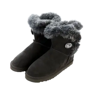 MMHH 2MUCH 100% 羊絨皮草雪靴 保暖靴 兔毛靴 - 黑色、灰色