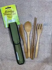 ToGo Ware RepEat Reusable Sustainable Keychain Bamboo Utensil Set New Olive Case