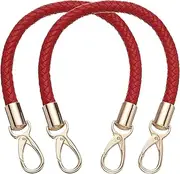 uxcell 2 Pcs Leather Purse Strap, 15.7 Inch PU Leather Braided Purse Replacement Shoulder Strap for Handbags with Buckle for DIY Handbag Purse Making, Bright Red