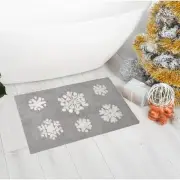 100% Cotton Christmas Grey Snowflake Bath Mat for Bathroom - Water Absorbent ...