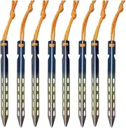 Xunweiad 8 Pack 6.3 Inch Camping Tent Pegs Ultra Light Windproof Tent Stakes Outdoor Camping Hiking Tent Pegs with Wind Cord-A