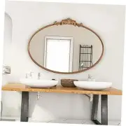 Gold Oval Mirror for Wall,Baroque Fireplace Mirror Decor,Brass Wall