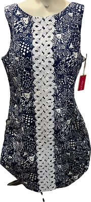 Lilly Pulitzer Target Size 16 Sleeveless Shift Dress Navy White Embroidered Lace