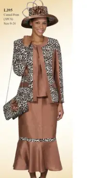 Lady's New 3-Piece Dress Leopard Print W/Jacket/Blouse/Long Skirt Camel Lyndas's