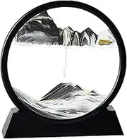 QYINXIU Black Flowing Sand Frame, 3D Sand Art Liquid Motion, Upgraded Moving Sand Art Picture, Deep Sea Sandscape in Motion Display, Flowing Sand Frame for Desktop Home Office