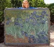 Irises Vincent Van Gogh 100% Cotton Throw Blanket Made in USA Art Lover Gift