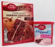 Betty Crocker Super Moist GERMAN CHOCOLATE Cake Mix STRAWBERRY MIST Frosting Set