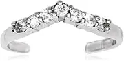 [JewelryWeb] 14k White Gold CZ Simulated Diamond Adjustable V Shape Body Jewelry toe ring-toe ring for Women