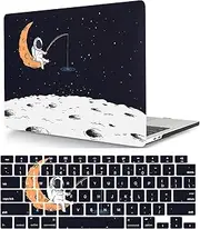Laptop Case Compatible with New MacBook Air 13 inch Case 2020 2019 2018 Release A1932 A2179 A2337 M1 with Retina Display and Touch ID, Hard Shell Laptop Cover & Keyboard Cover -Moon and Astronaut