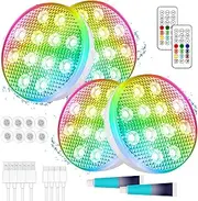 Rechargeable Submersible Pool Lights with Remote (4pcs) - Underwater Led Light IP68 Waterproof,16 Color Changing Multicolor Floating Pool Lights with Magnets and Suction Cups for Pond Bathtub Pool