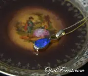 Teardrops on My Guitar Ocean Blue 18K Gold Australian Solid Crystal Opal Pendant