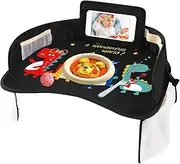 Folding Car Seat Back Tray - Multifunctional Dining Table and Workstation with Cup Holder, Non Slip for Adjustable Vehicles, Ideal for Meals