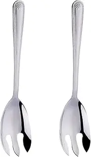 [Ancuioyz] Set of 2 Salad Servers Stainless Steel 31 cm Spoon Large Salad Cutlery Salad Servers Serving Spoon Stainless Steel Salad Servers Large Salad Servers Set Salad Fork Tablespoon
