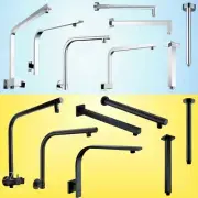 Bath Wall Gooseneck Swivel Shower Arm Rail Ceiling Tub Extension Chrome / Black