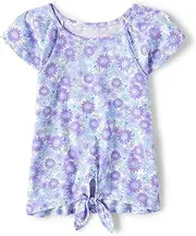 [The Children's Place] Girls' Short Sleeve Tie Front T-Shirts, Pink Sea Salt, XLarge (14), Pink Sea Salt, 14