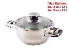 16cm Stainless Steel Casserole 1.8L Cooking Pot Dutch Oven Cookware w/ Lid