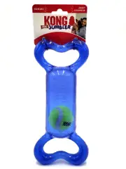 KONG Jumbler w/Tennis Ball Medium Blue Squeaky Fetch & Tug Dog Toy 9.5"
