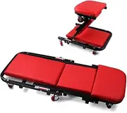 HORUSDY 2-in-1 Rolling Creeper Seat, Heavy Duty Mechanic Garage Stool with 360° Quiet Casters, Adjustable Folding Design for Car Repair and DIY Projects