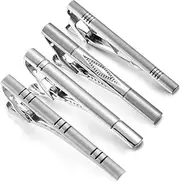 [KUHBDIE] Tie Clip Set Silver Striped Tie Clip Men are Fitting A Black Box with Tie Clip