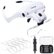 TMANGO Magnifying Glasses with Light for Close Work, Hands Free Headband Magn...