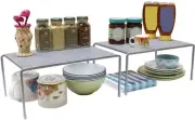 Expandable Cabinet Shelf Organizer for Kitchen Cabinet and Counter, Grey