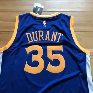 【Durant #35 勇士隊 客場藍 XS-XL號】 Adidas 台灣公司貨 熱轉印 全新含吊牌 NBA球衣