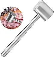 FwQoFvk 304 Stainless Steel Meat Mallet, Dual Side Design Meat Tenderizer Mallet, Ergonomic Handle Non Slip Grip Meat Hammer Softener for Steak Tenderizing Home Kitchens 25x6x5cm