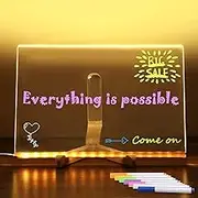 Kivvy Magic Board, Doodle Glow Acrylic Board, Magic Led Light Drawing Boards with Adjustable Holder and 7 Colorful Pens for Planning & Drawing (30 * 30CM)