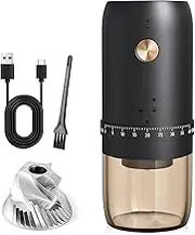 Portable Electric Coffee Grinder， Upgraded External Adjustable 40 Levels Fine to Coarse Settings, Stainless Steel Conical Burr Rechargeable and Faster Grinding for Office,Home,Camping,Travel,Black