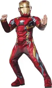 Iron Man Super Deluxe Marvel Civil War Fancy Dress Up Halloween Child Costume