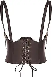 [SCARLET DARKNESS] Women's Elastic Faux Leather Belt Steampunk Underbust Corset Belt for Dress