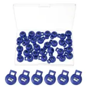 30 Pcs Round Cord Lock Spring Loaded Toggle Stoppers with Box Navy Blue