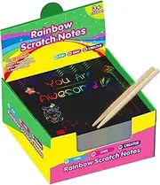 Pokronc Rainbow Scratch Paper, Scratch Off Drawing Board, Rainbow Scratch Arts, Improves Motor Skills, Creative Expression, Black, 1 Set, 170g, for Parties, Birthday