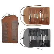 Portable Leather Tool Roll Bag Multifunction Hardware Cutter Wrench Storage Leather Roll Portable Pouch Tool Bag Wrench