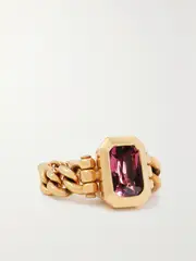 [MAOR] MAOR - Curb Chain 18-karat Gold Tourmaline Ring - 6 6 Gold