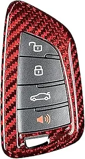 M.JVisun Genuine Carbon Fiber Key Fob Cover For Toyota Supra A90 For Toyota GR Supra 2020-up Smart Car Remote Key Fob Case For Men Women - Red