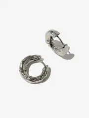 Silver Hammered Huggie Earrings