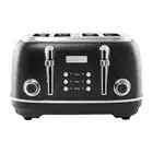 HADEN Heritage 1500-Watt 4-Slice Black And Chrome Wide Slot Retro Toaster With