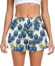 [FRODOTGV] Sweet Blueberries Womens Athletic Shorts Ouick Dry Yoga Shorts for Soccer Teenis Exercise Indoor S
