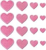 Zlettery 24pcs Pink Heart Iron on Patches, Heart Embroidered Patches for Clothing, Jackets, Hats,Backpacks, Jeans