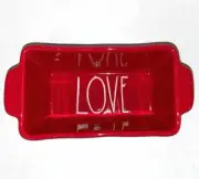 RAE DUNN Red LOVE White Lettering Ceramic Mini LOAF PAN Valentine's Day New