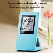 (Blue)Weather Forcast Clock Solar Battery Powered Square LCD Display Timing AP9