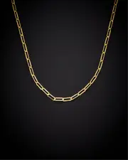 18K Italian Gold 2.5mm Polished Paperclip Chain Necklace