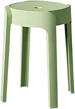 Generic Round Stool Stackable Stool Easy to Clean Dressing Stool Dining Table Stool for Living Room Hotel Dorm Restaurant Decor, Green