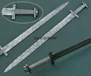 Custom Hand Forged Damascus Blade 40" Long Viking Sword with Leather Scabbard