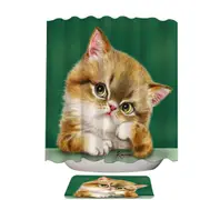 Cute Cats Art the Thinker Kitten Shower Curtain