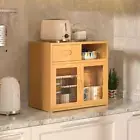 2 Layer Bamboo Kitchen Storage Cabinet Kitchen Countertop Storage Shelf w/Drawer