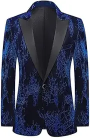[HEYDHSDC] Men's Banquet Business Blazer Lapel Collar Single Button Casual Tuxedo Singer Nightclub Performance Jacket